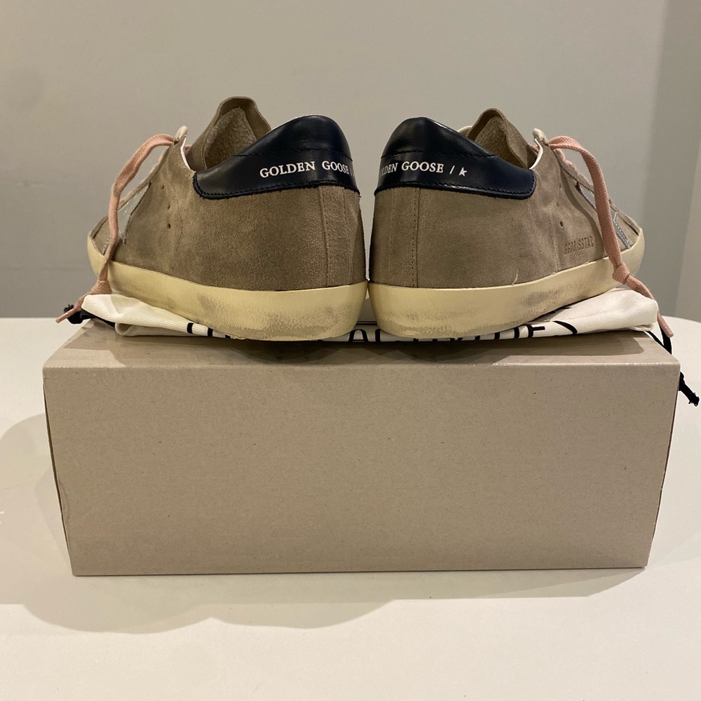 Golden Goose Superstar Sneaker Taupe Suede/Silver/Dark Blue sz 40 New in Box - Picture 7 of 15